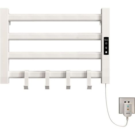 Seche Serviette Electrique 550x350mm Porte Serviettes Chauffant Porte-serviettes électrique intelligent, Étanche IP24, Réglage de la température 30℃-70℃, 1-9 heures de chronométrage-White Right (1/3)