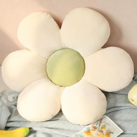 1 Coussin marguerite, doux velours côtelé, rembourrage coton PP, décoration salon chambre bureau, 40 cm