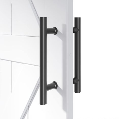 Rnemitery – Poignée de porte coulissante en acier au carbone – Revêtement noir anti-corrosion – Longueur 600 mm – Espacement des trous 400 mm (1/6)
