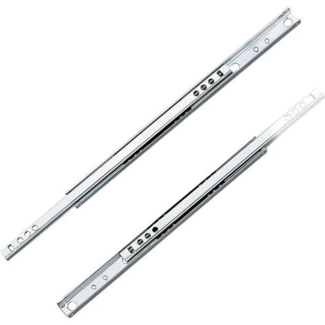 Set de 2 glissières métalliques Mod.25 en acier galvanisé pour tiroirs de meubles, commodes ou armoires Extraction partielle Capacité : 15 Kg/la paire Dimensions : 406 x 17 mm (1/5)
