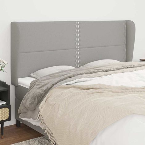 vidaXL Tête de lit avec oreilles Gris clair 183x23x118/128 cm Tissu (1/5)