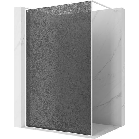 Mexen Kioto Duschtür Walk-in 160 x 200 cm, Crackle Grafit 12 mm, Weiß - 800-160-101-20-44-X (1/5)