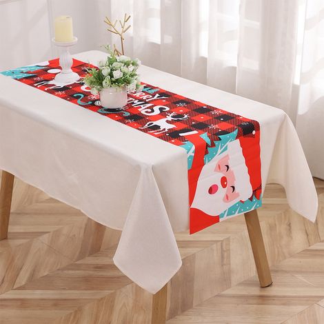 Chemise De Table - Imprimé Père Noël - 180 x 35 cm - Pour Décoration De Fête De Noël - 1 Pièce (1/5)