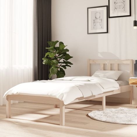 Estructura cama individual sin colchón madera maciza 75x190 cm