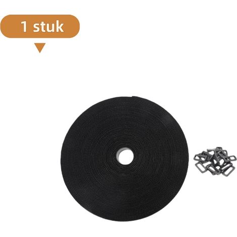 Rouleau de bande auto adhésive en Velcro longueur 10 m largeur 16 mm avec 50 boucles en plastique pour fixation et organisation couleur noire