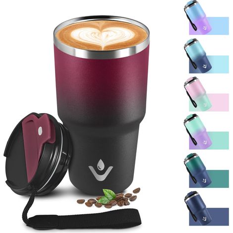 Mug Isotherme 600ml 20oz, Tasse Isotherme sans BPA, Tasse Thermos Double Paroi, Thermo Café Réutilisable Acier Inoxydable 304, Tumbler pour École, Sport, Bureau, Gym, Yoga, Camping, Randonnée (1/5)