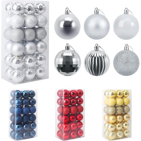 MINKUROW Bolas De Navidad, 36 Piezas Bolas De Navidad De Plástico De 6 Cm, Bolas De Decoración De Navidad, Bolas De Navidad Plateadas, Decoraciones Para Árboles De Navidad Decoraciones Para Árboles De (1/5)