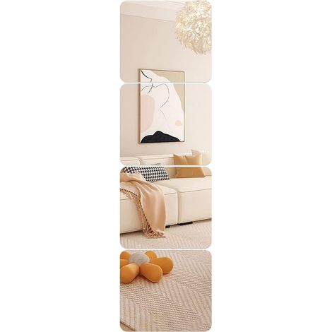 Lot de 4 carreaux de céramique avec miroir pleine longueur dimensions 30 x 30 x 0,15 cm sans cadre pour maison chambre salle de sport et décoration intérieure (1/5)