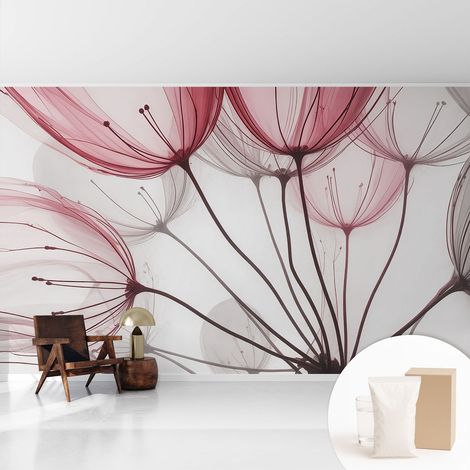 Papier peint intissé avec imprimé pour intérieur moderne application facile a motif - Colle incluse gratuite Silhouettes florales 416x254 cm (1/5)
