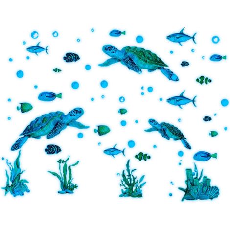 Autocollants muraux sous-marins, autocollants muraux lumineux pour