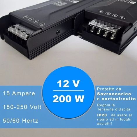 Trasformatore 12V/24V Regolabile, IP20, Converter Affidabile 12V- 200W (1/4)