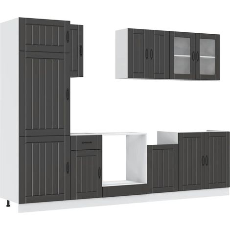 Maison Exclusive - Mueble de cocina Kalmar negra 8 piezas madera
