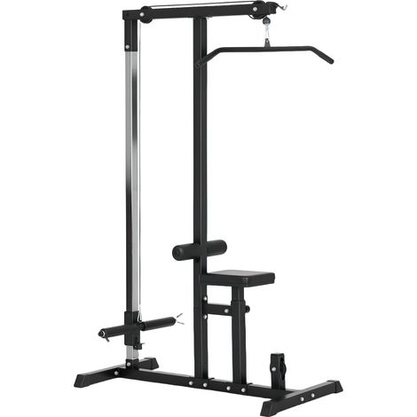 Station de musculation 107x120x190 cm en acier noir, siège réglable, pour petits espaces – MEUBLIV (1/5)