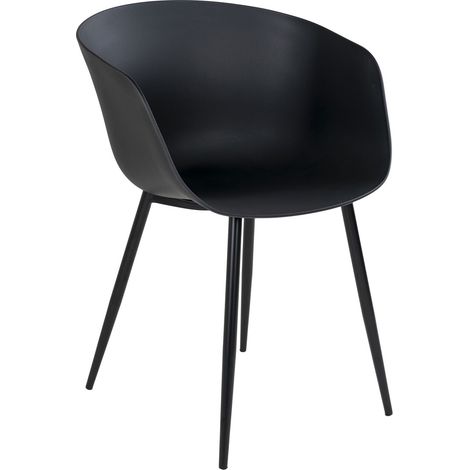 Set 2 sedie da pranzo Roda nera con struttura in metallo nero