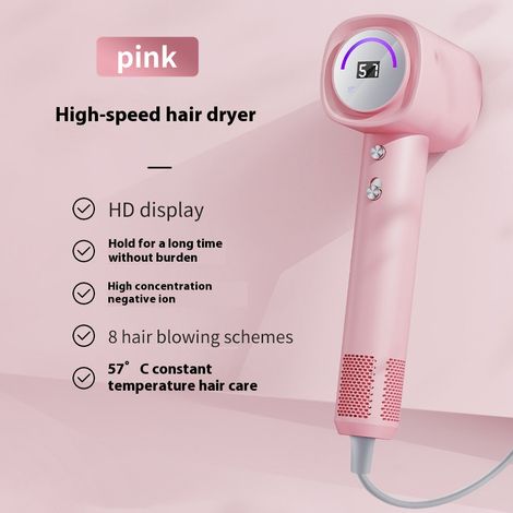 Ce sèche-cheveux rose poudré à ions négatifs haute vitesse répond aux normes européennes et convient à un usage domestiq (1/5)