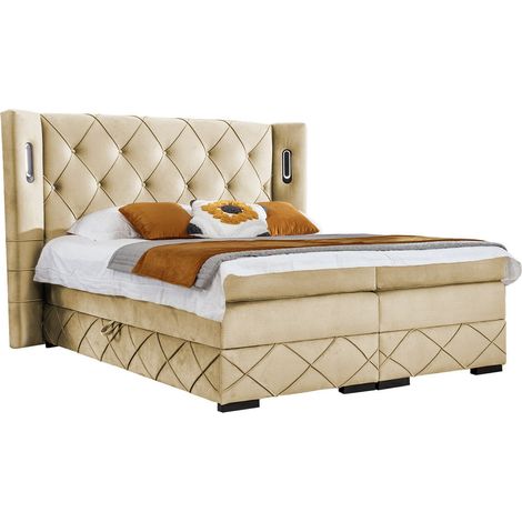 Cama continental Historia, Kameleon 04, Continental, Doble, 180x200, Tapiz, Somieres, 228x212x138cm, LED (1/5)