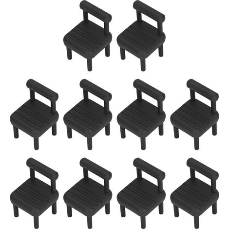 Lot de 10 chaises miniatures noires 1:12 pour maison de poupée, mobilier réaliste détaillé pour accessoires photo, salle à manger. (1/5)
