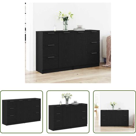 Rangement salon - Buffet Chêne noir 120 x 30 x 70 cm Bois d'ingénierie (1/5)