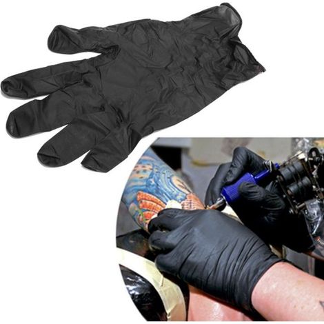 Gants d'examen jetables - - Lot de 100 - Latex noir - Taille M - Antistatiques (1/5)