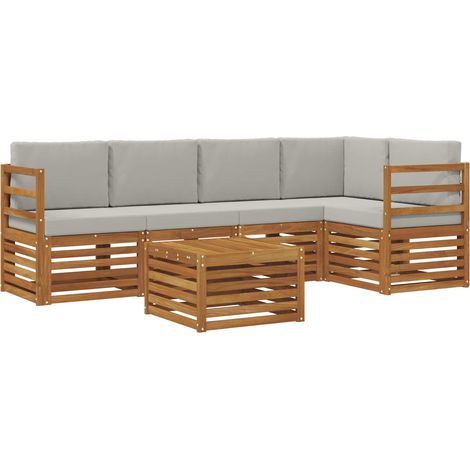 Sectional Sofa Set with Cushion 6 pcs Natural and Light Grey vidaXL