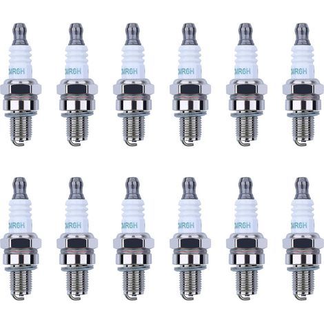 Zündkerzen, 12 Stück, universell kompatibel mit 2-Takt-Rasenmähern, Kettensägen, Einspritzdüsen und Gartenmotoren – Geeignet für Zündzubehör CMR5H/L7 (1/5)