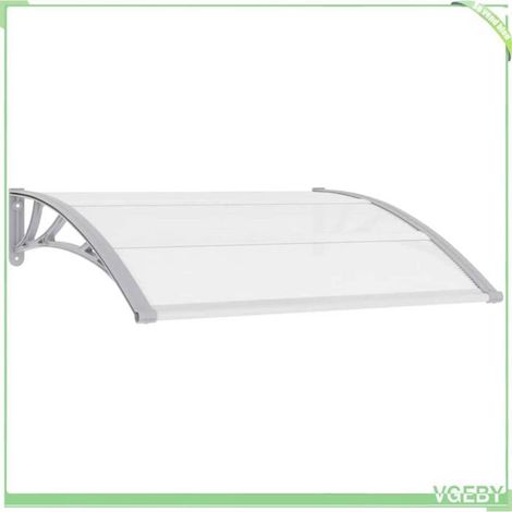 Auvent de porte - FAFEICY - 45628 - 120 x 100 cm - Gris/Transparent - Polycarbonate/Aluminium (1/5)