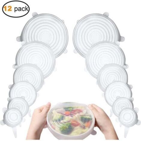 Couvercles en silicone extensibles, couvercles en silicone, extensibles, couvercles en silicone de 12 pièces extensibles de différentes tailles, couvercle extensible sûr et sain Nourriture fraîche pou (1/5)