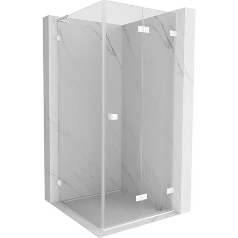Mexen Lunar-F L Duschkabine klappbar rechts 80 x 80 cm, transparent, weiß - 836L-080-080-20-00-P (1/5)