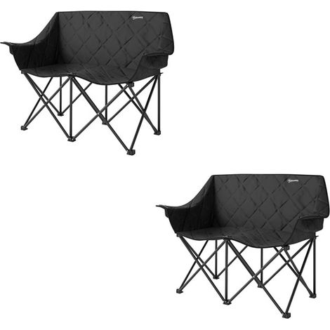 2er-Set faltstuhl faltbar 2 Sitzer Campingstuhl mit Kühltaschen Tragetasche Outdoor Klappstuhl bis 250kg belastbar robust leicht gepolstert Angelstuhl Gartenstuhl für Garten Camping Strand