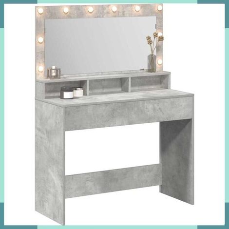 865103 Table de Toilette avec étagère Gris béton 100 x 41 x 135 cm (1/5)
