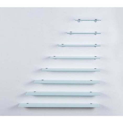 Étagère murale en verre blanc - Bords biseautés - Charge 8 kg (1/4)