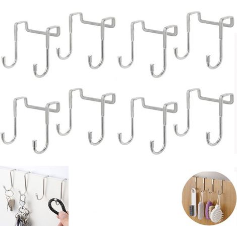 Crochet de porte 8 pièces, embouts en caoutchouc anti-rayures en acier inoxydable robuste pour vêtements, chapeaux, chemises, serviettes - Argent (1/5)