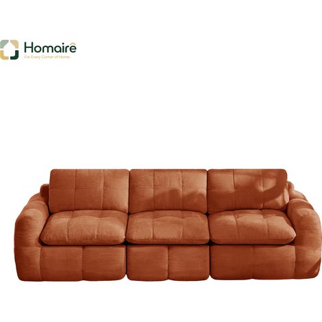 Canapé modulable en chenille orange avec accoudoirs 264 x 97 x 68 cm HOMAIRE (1/5)