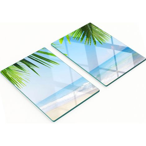 Küchenschneidebretter aus Glas mit tropischem Strandmotiv, 2 x 40 x 52 cm (1/5)