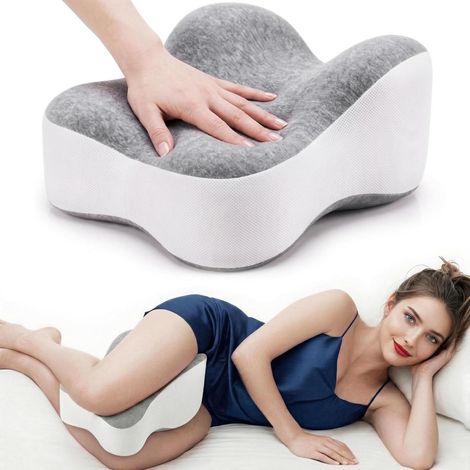 Coussin Genou - Ergonomique Pour Dormeurs Sur Le Cote - Hauteur Reversible - Support Tete De Cuisse Et Genou - 35x25x13 5 Cm - Housse Coton Lavable