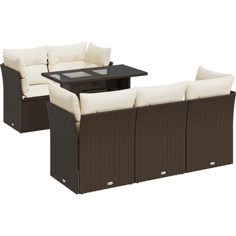 vidaXL Set Divano da Giardino 6 pz con Cuscini Marrone in Polyrattan (1/5)