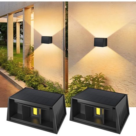 Lampe Solaire Murale Exterieur 2 Pièces 3000K Lumière Chaude Applique Murale Solaire Vintage, Réglable Up Down Lumière Solaire étanche IP65 pour Jardin Mur Clôture Escalier (1/5)