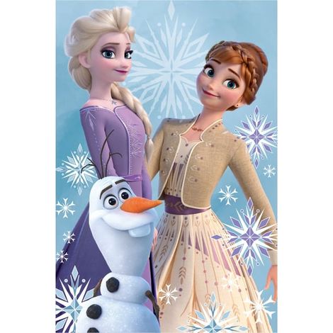Couverture polaire Disney La Reine des Neiges avec Olaf et ses sœurs, 100 x 150 cm