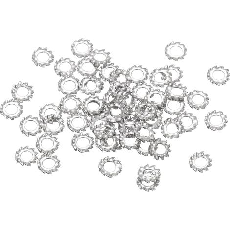 50 Pcs Rondelles Frein Externe En Acier Inoxydable 304 À Dents, Rondelle Frein Étoile M2 Rondelle Crantée Pour Boulon Vis Équipement Mécanique Fixations, Argenté (1/5)