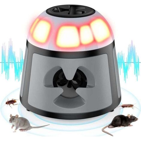 Ultraschall-Mäuse- und Rattenabwehrgerät, 360°-Ultraschallabwehrgerät mit LED-Licht, Ultraschallgerät zur Bekämpfung von Nagetieren und Schädlingen. (1/4)