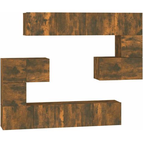 Meuble TV mural, Étagère TV, Meuble de Salon, Chêne fumé Bois d'ingénierie OIB4035E (1/5)