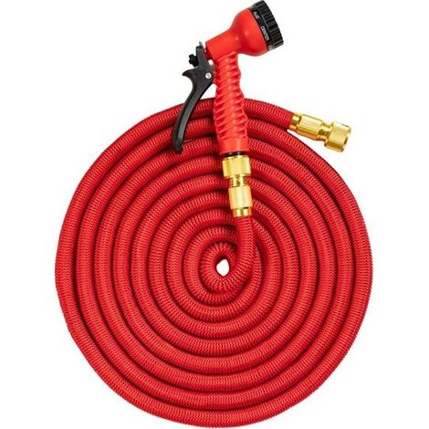 Tuyau d'arrosage extensible - AVIZAR - 10–50 m - Rétractable automatique - Rouge - ABS/TPE léger
