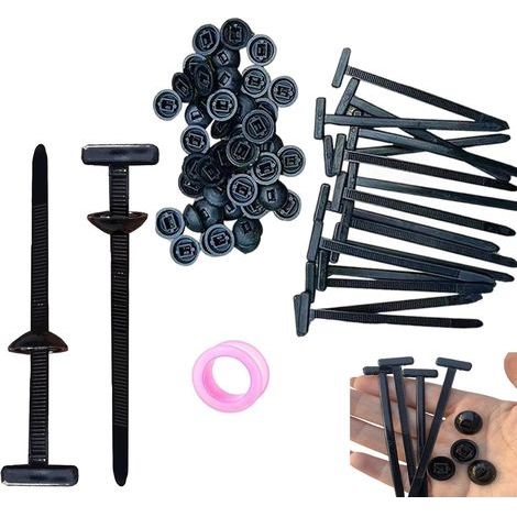 100 pezzi Fibbia universale per fascette in nylon, supporto per fascette autobloccanti in nylon resistente, strumento multiuso per fascette in plastica resistenti ai raggi UV, fascette nere per ripara (1/5)