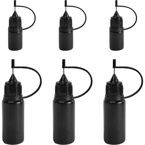 6 fons pipettes plastique souple avec pointe aiguille, pour applications précises en colle ou peinture (1/5)