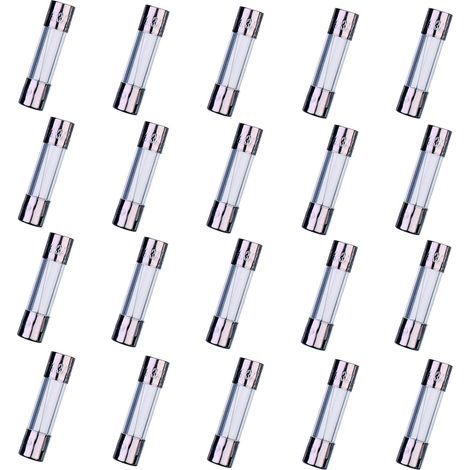 20 Fuses, Glass 5x20mm, 6.3A 250V, Fast Acting, For Household Appliances (1/3)