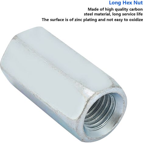 1 pièce de raccord de tige longue en acier au carbone zingué avec écrou hexagonal fileté (1/5)