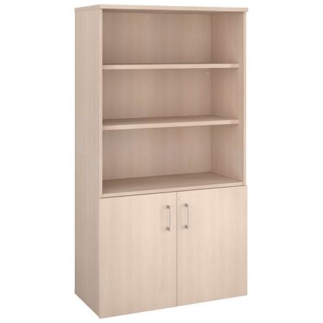 Bibliothèque haute H 182 x L 100 cm avec portes basses chêne clair – Arch - Maxiburo