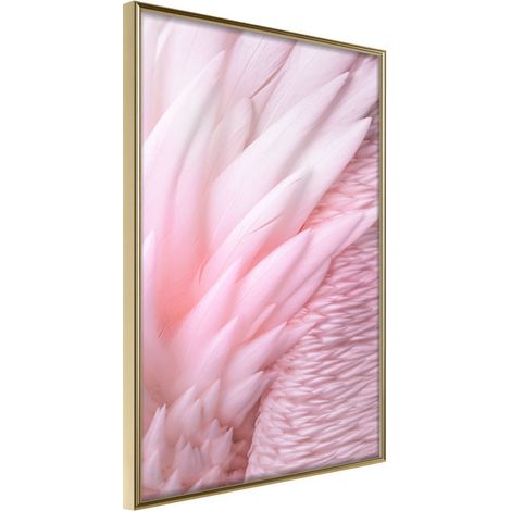 Affiche Murale Encadrée "Pink Feathers" 30 x 42 cm Or