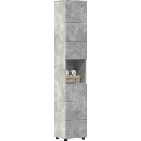 Meuble Salle de Bain en Béton Gris - Ensemble avec Lavabo et Miroir, Style Tulum Industriel Moderne, Rangement Pratique (1/5)