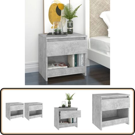 Nachttische 2 Stk. Betongrau 40x30x39 cm Holzwerkstoff - Nachttisch - Betongrau - Holzwerkstoff - Kommode - Beistelltisch